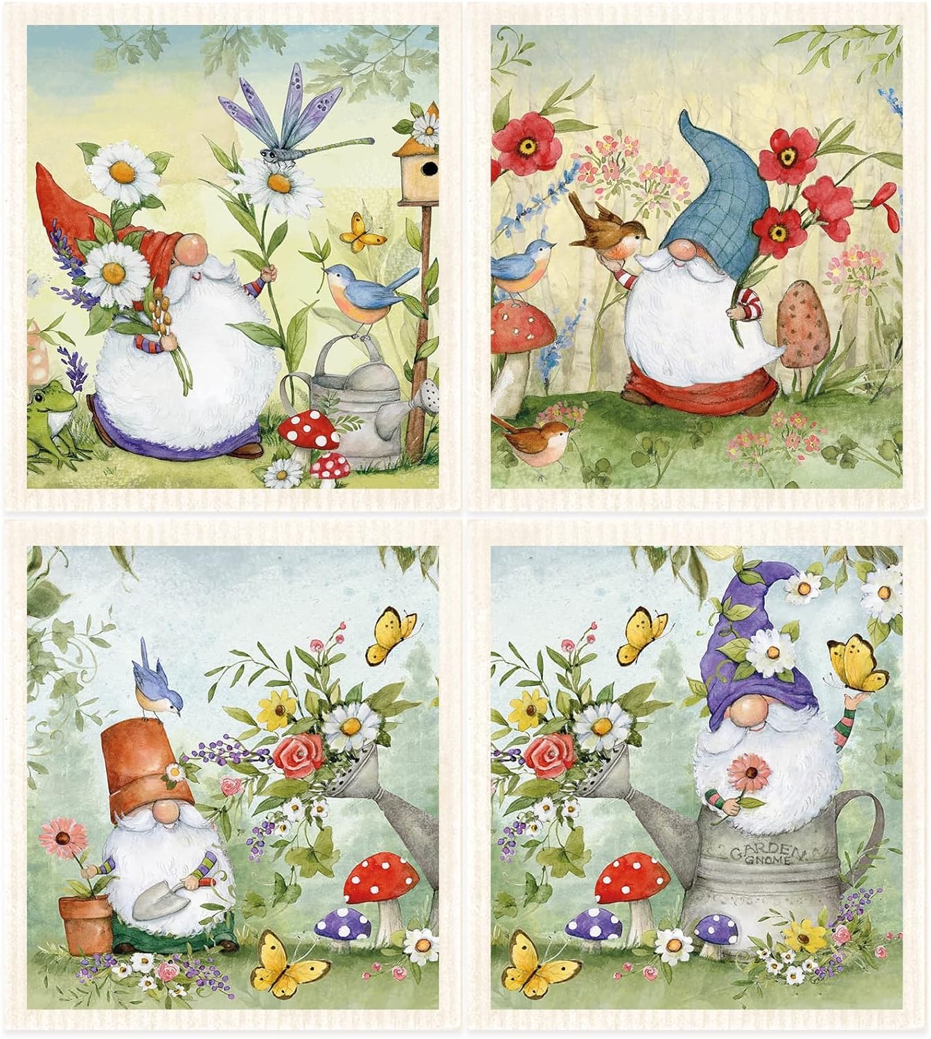 Spring Flower Gnomes Swedish Dishcloths Stylish, Biodegradable