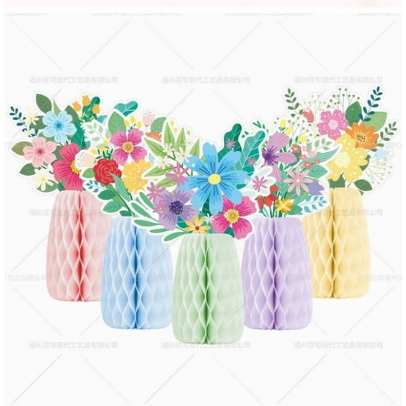 Spring Flower Honeycomb Table Centerpieces 3D Paper Vase Floral Honeycomb Decor for Spring Party Home Table Decor Use