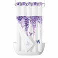 thumbnail image 1 of Spring Flower No Hook Shower Curtain with Snap in Liner Vintage Watercolor Purple Wisteria Floral Butterfly Waterproof Bathroom Shower Curtain with See Through Top Window for Bathtub 54" x 78", 1 of 9