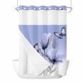 thumbnail image 1 of Spring Flower No Hooks Shower Curtain with Snap-in Liner Watercolor Purple Floral Leaf Butterfly Gradient Purple Background Shower Curtains for Bathroom, Waterproof, Easy Install, Washable 48"x72", 1 of 9
