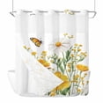 thumbnail image 1 of Spring Flower No Hooks Shower Curtain with Snap-in Liner White Yellow Floral Daisy Butterfly Pastoral Shower Curtains for Bathroom, Waterproof, Easy Install, Washable 72"x78", 1 of 9