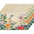 thumbnail image 1 of Spring Flower Hummingbird Placemats Set of 4, 12 X 18 Inch Washable Table Mats Seasonal Heat Resistant Kitchen Dining Party Decoration Place Mats, 1 of 5