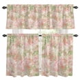 thumbnail image 1 of Spring Flower Kitchen Curtains Valances and Tiers Set of 3 Watercolor Vintage Gradient Pink Floral Green Plant Tier Curtains and Valance with Rod Pocket for Small Windows, 27.5"x24", 1 of 9