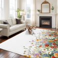 thumbnail image 1 of Spring Flower Large Area Rugs 6x9 ft Red Pink Orange Floral Leaves Natural Washable Rug Non Slip Indoor Carpet Absorbent Floor Mat for Living Room Bedroom Dining Room, 1 of 9
