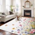 thumbnail image 1 of Spring Flower Large Area Rugs 8x10 ft Vintage Watercolor Pink Yellow Blue Floral Butterfly Washable Rug Non Slip Indoor Carpet Absorbent Floor Mat for Living Room Bedroom Dining Room, 1 of 9