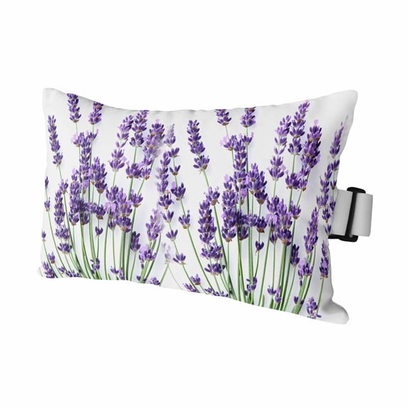 Spring Flower Lavender Outdoor Pillow for Chaise Lounge Chair,Country Purple Floral Art Waterproof Headrest Lumbar Pillows with Insert&Elastic Strap for Patio Pool Garden Chairs Decor,1 Pack