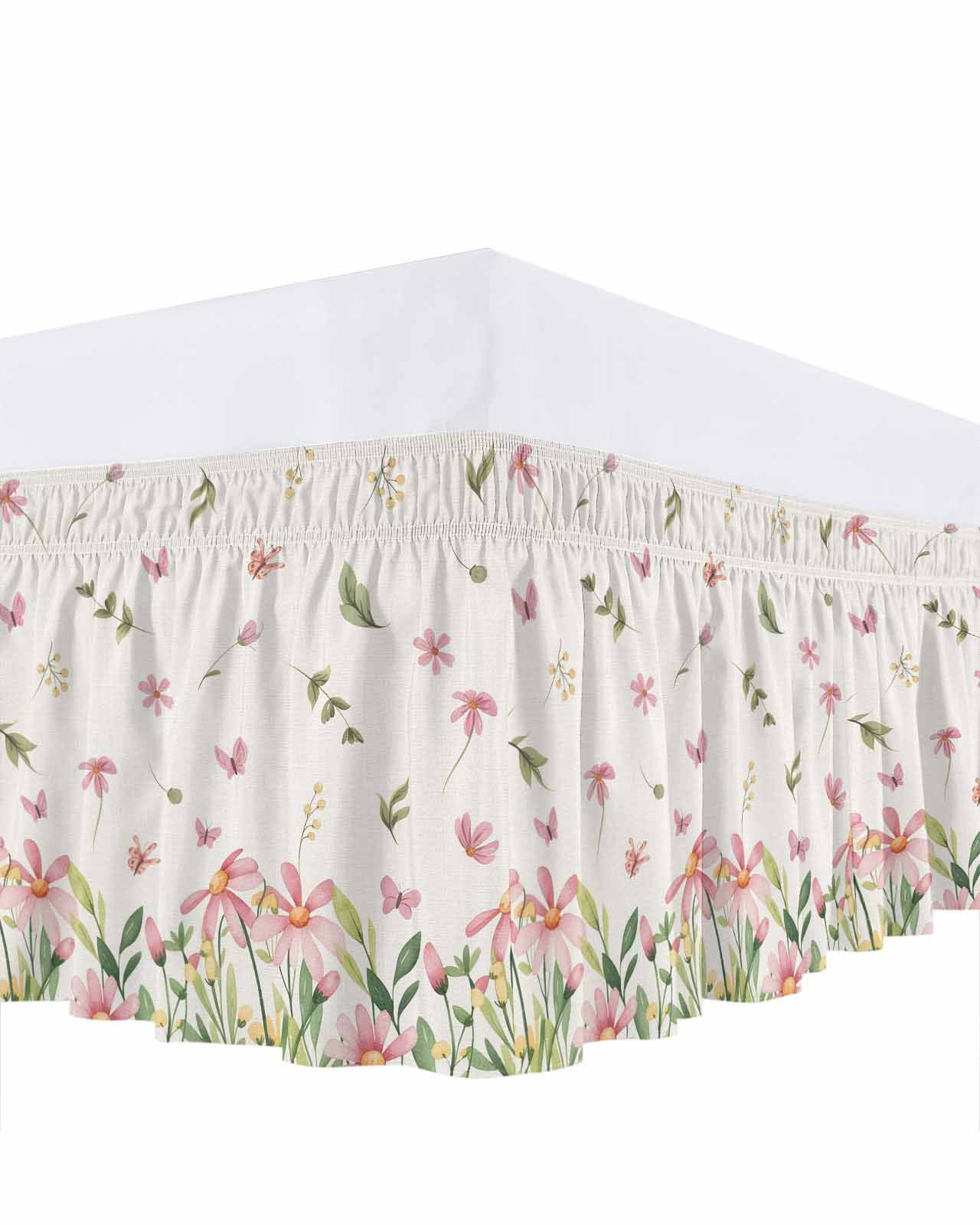 Spring Flower Leaf Bed Skirt King Size 16 Inch Drop, Summer Country ...