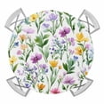 thumbnail image 1 of Spring Flower Leaf Elastic Fitted Round Table Cover Watercolor Country Waterproof Outdoor Tablecloth for Holiday Party, Picnic, Patio & Dining Fits Tables Up to 45"-54", 1 of 8