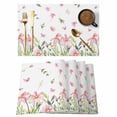 thumbnail image 1 of Spring Flower Leaf Placemats Set&nbsp;of 1 Summer Country Pink Floral Butterfly Green Leaf Plant Heat Insulation Washable Place Mats, Non-Slip Table Mats for Dining Table Party Kitchen,13x19 Inch, 1 of 9