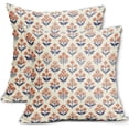 thumbnail image 1 of Spring Flower Linen Pillow Covers 18x18 Inches - Floral Block Print Throw Pillow Cover for Couch Sofa Accent Home Decoration, 1 of 5