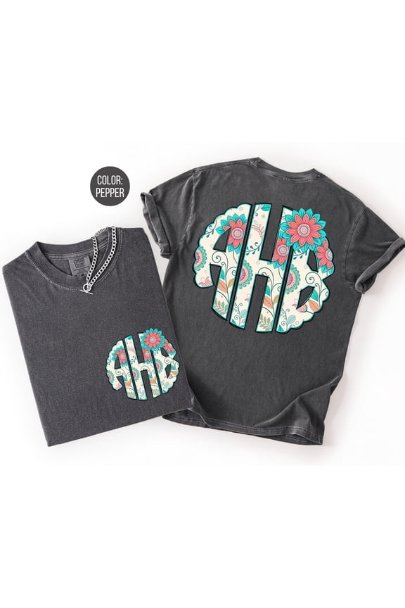 Spring Flower Monogrammed Shirt Girls FLoral Monogram Shirts