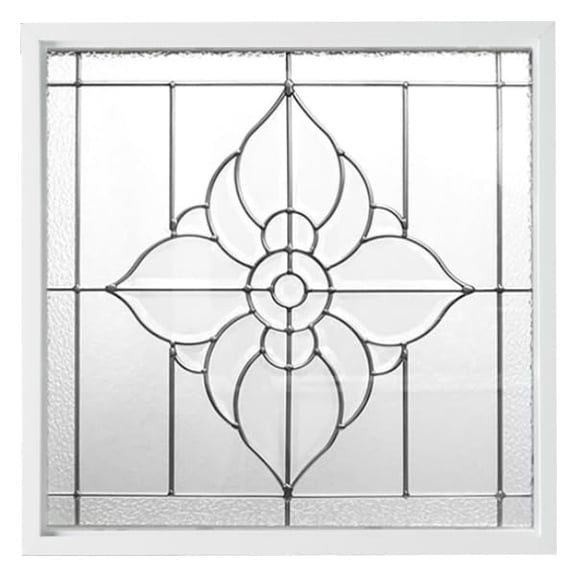 Spring Flower Nickel 23.5" x 23.5" White New Construction Decorative Glass Window