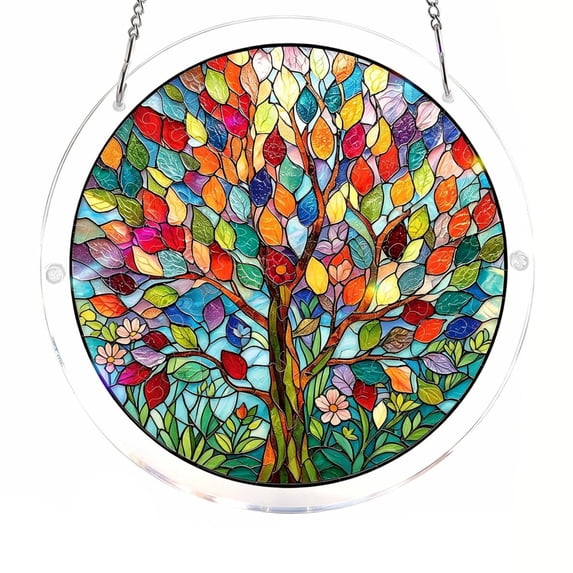 Spring Flower Pattern Puzzle Sun Catcher, Spring Window Decorations, Handmade Sun Catcher for Birthday Gift for Women, Wife and Mom