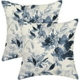 thumbnail image 1 of Spring Flower Pillow Covers 16x16 Watercolor Navy Blue Floral Farmhouse Decor Throw Pillows Case for Couch Seasonal Pillowcase Outdoor Decorative Cushion Cases for Sofa Bed Decorations Set of 2, 1 of 6