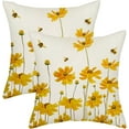thumbnail image 1 of Spring Flower Pillow Covers 16x16 Yellow Daisy Bee Farmhouse Decor Throw Pillows Case for Couch Floral Seasonal Pillowcase Outdoor Decorative Cushion Case for Sofa Bed Decorations Set of 2, 1 of 6