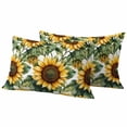 thumbnail image 1 of Spring Flower Pillow Covers 2 Pack Sunflower Leaf Pillowcase Waterproof Outdoor Throw Pillow Cover for Patio Balcony Rectangular Cushion 20”x12”, 1 of 9