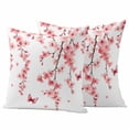 thumbnail image 1 of Spring Flower Pillow Covers 2 Pack Watercolor Pink Cherry Blossom Floral Butterfly Pillowcase Waterproof Outdoor Throw Pillow Cover for Patio Garden Square Cushion 26”x26”, 1 of 9
