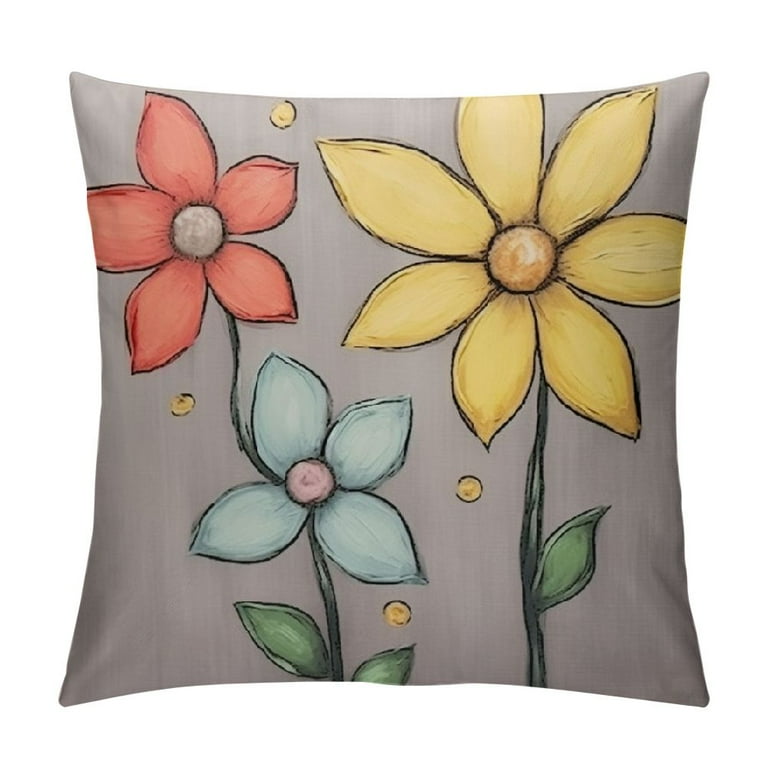 Spring Flower Pillow Covers Gray Floral Dots Throw Pillow Case Home Decorative Cushion Cover for Office Home Sofa Couch Supplies Set of Walmart