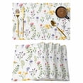 thumbnail image 1 of Spring Flower Placemats Set of 4 Yellow Pink Purple Flower Floral Farm Plant Heat Insulation Washable Place Mats, Non-Slip Table Mats for Dining Table Party Kitchen Decor,13x19 Inch, 1 of 9