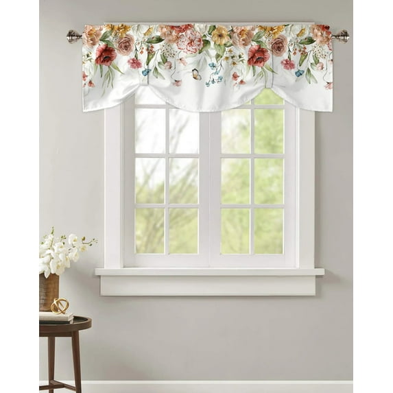 Spring Flower Rose Kitchen Curtains Balcony Adjustable Roman Blinds Small Short Curtain for Living Room