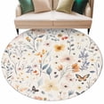thumbnail image 1 of Spring Flower Round Area&nbsp;Rug 5ft Watercolor Floral Butterfly Leaf Plant Vintage Non-Slip&nbsp;Washable Circle Rugs Soft Felt Indoor Floor Mat for Bedroom Kitchen Living Room Bathroom, 1 of 9
