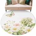 thumbnail image 1 of Spring Flower Round Area&nbsp;Rug 7ft Watercolor White Pink Floral Butterfly Non-Slip&nbsp;Washable Circle Rugs Soft Felt Indoor Floor Mat for Bedroom Kitchen Living Room Bathroom, 1 of 9