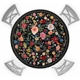 thumbnail image 1 of Spring Flower Round Fitted Tablecloth Colorful Wildflowers Leaf Black Watercolor Elastic Table Cloth Waterproof Oil Proof Seasonal Floral Table Cover Fits 45"-54" Round Tables for Party Dinner Decor, 1 of 6