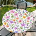 thumbnail image 1 of Spring Flower Round Fitted Tablecloth with Elastic Edge 52" Table Cloth Waterproof Reusable Outdoor Round Table Cover for Kitchen Picnic Patry, 1 of 6