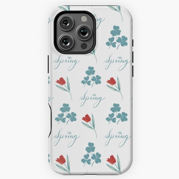Spring Flower Seamless Pattern Phone Case for iPhone 11 12 13 14 15 16 17 Pro Max