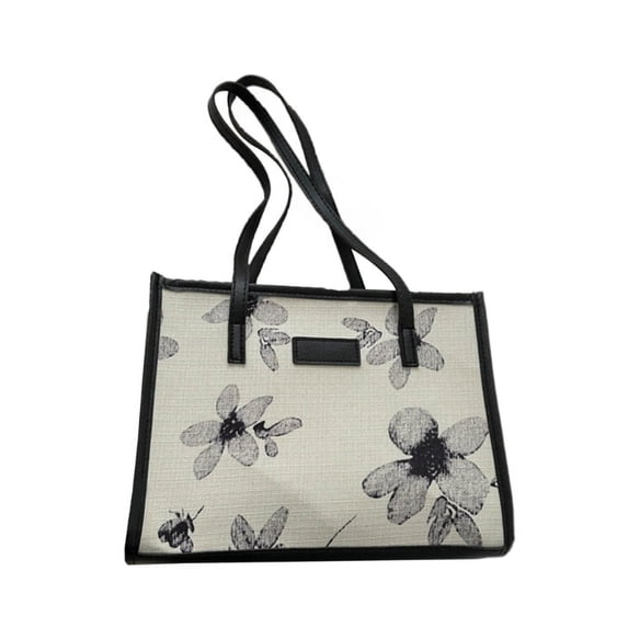 Spring Flower Shoulder Bag for Women PU Handbag Large Capacity Tote Underarm Bag