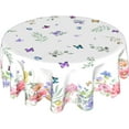 thumbnail image 1 of Spring Flower Tablecloth Round 60 Inch Spring Floral Tablecloths Watercolor Butterfly Flower Table Cloth Round Farmhouse Wildflowers Tablecloths Washable Table Cover for Indoor Outdoor Table Decor, 1 of 6