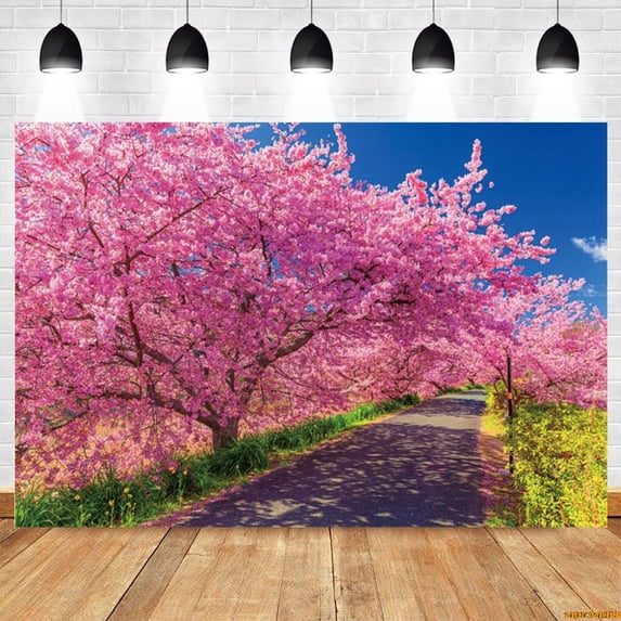 Spring Flower Trees Backdrop Nature Floral Forest Outdoor Birthday Party Portrait Wedding Photography Background Photostudio