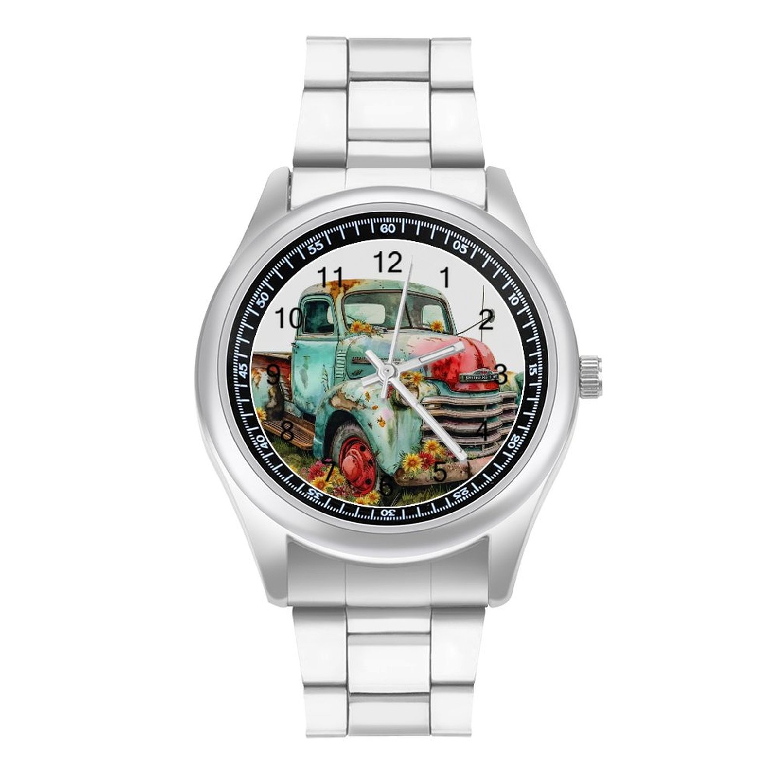 Spring Flower Truck Can (5) Wrist Watches for Men Metal Band Watch ...