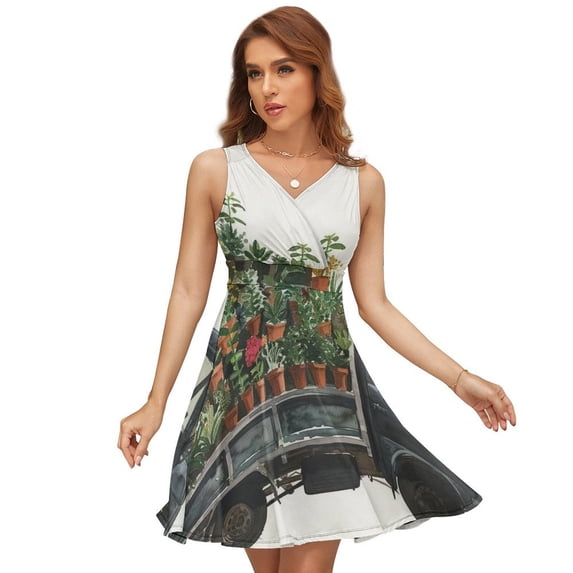 Spring Flower Truck Can (6) Dress Fashion Beach Long Dresses Female Party Printed Sundress