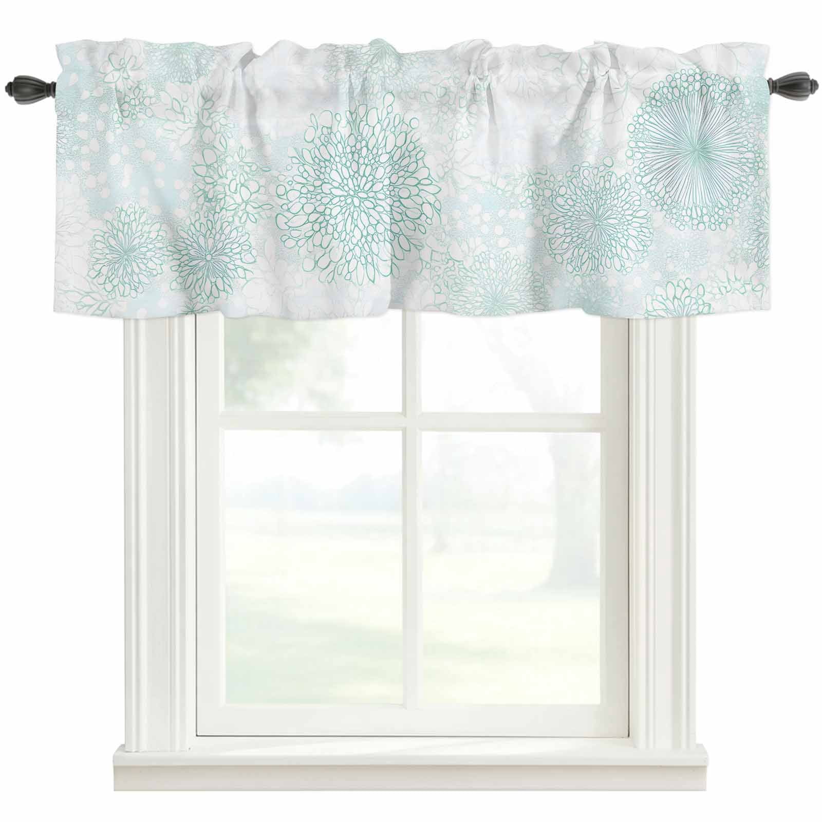 Spring Flower Window Valance Curtain Pastoral Rod Pocket Short Curtain ...