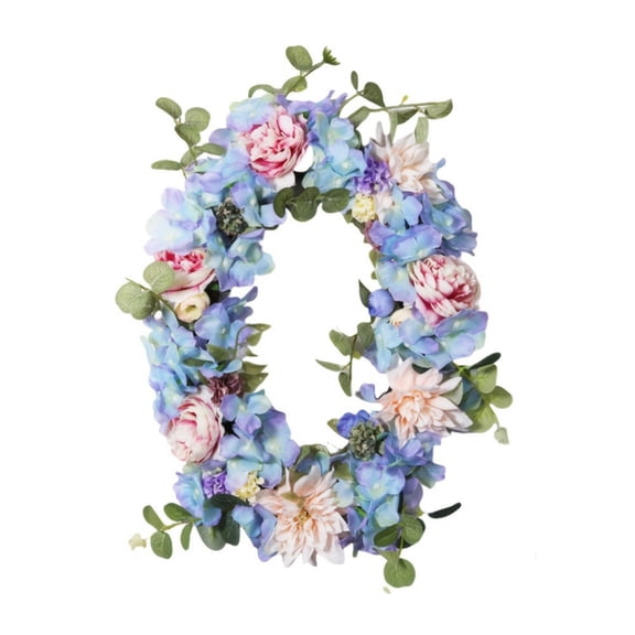 Spring Flower Wreath Hanging Hydrangea Oval Wreath Front Door Holiday Decoration Prop Artificial Flowers 1Pc