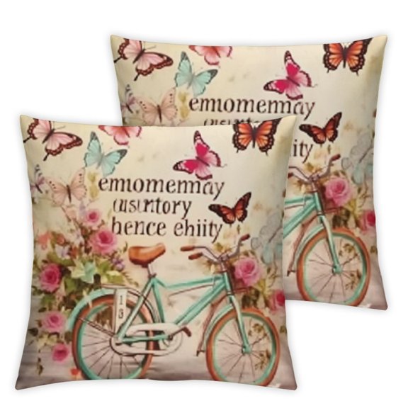 Spring Flower and Bicycle Throw Pillow Covers Pillow Case Square Case Cushion Home for Bedroom Sofa Chair Decor