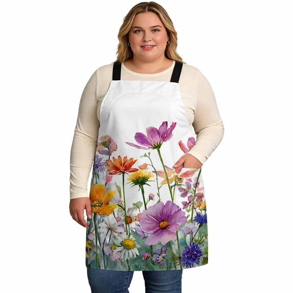 Spring Bouquets Spring Flowers Aprons for Women with Pockets, Elegant Floral Pastoral ...