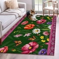 thumbnail image 1 of Spring Flowers Area Rugs 3'x5', Washable Small Throw Rugs for Living Room Bedroom, Purple Boho Farmhouse Botanical Florals Indoor Outdoor Rug Non-Slip Low Pile Carpet Runner Reversible Floor Mats, 1 of 8