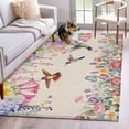thumbnail image 1 of Spring Flowers Area Rugs 4x6 ft Vintage Watercolor Colorful Floral Leaf Birds Linen Texture Washable Rug Non Slip Indoor Carpet Absorbent Floor Mat for Living Room Bedroom Dining Room, 1 of 9