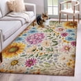 thumbnail image 1 of Spring Flowers Area Rugs 4x6 ft Watercolor Country Colorful Floral Leaf Plant Vintage Paper Washable Rug Non Slip Indoor Carpet Absorbent Floor Mat for Living Room Bedroom Dining Room, 1 of 9