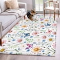 thumbnail image 1 of Spring Flowers Area Rugs 4x6 ft Watercolor Pink Yellow Blue Floral Leaf Butterfly Washable Rug Non Slip Indoor Carpet Absorbent Floor Mat for Living Room Bedroom Dining Room, 1 of 9