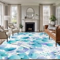 thumbnail image 1 of Spring Flowers Area Rugs 5'x7', Washable Small Throw Rugs for Laundry Room Playroom, Blue Botanical Watercolor Wildflowers Indoor Outdoor Rug Non-Slip Low Pile Carpet Runner Reversible Floor Mats, 1 of 8