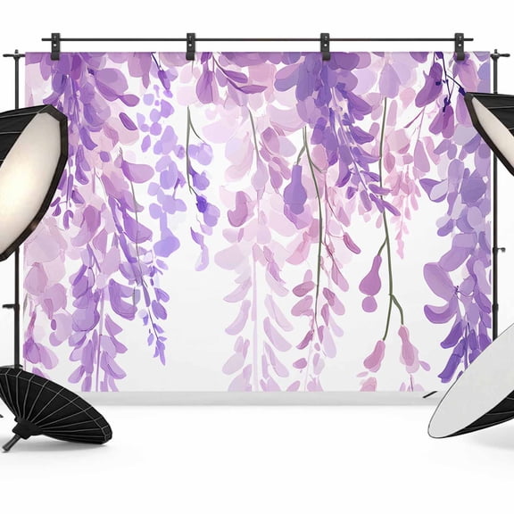 Spring Flowers Backdrop for Photoshoot,Photography Photo Studio Background Wall Backdrop,Purple Lavender Floral Modern Pastoral Back Drop Banner Panel for Portraits Wedding Live Streaming 10x8Ft