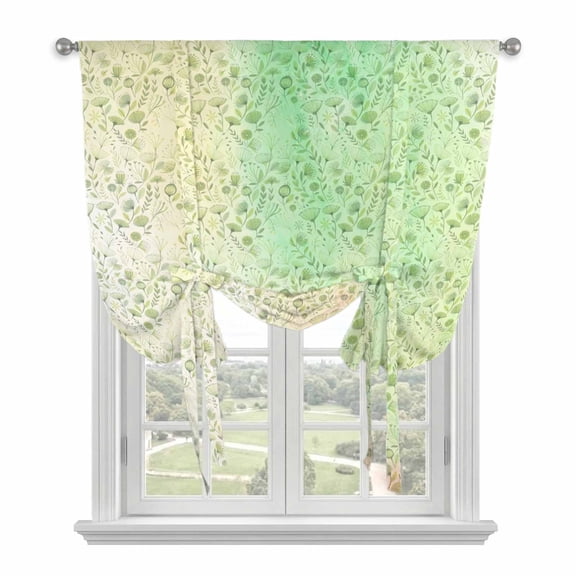 Spring Flowers Balloon Curtains for Bedroom/Front Door/Bathroom, Country Pastoral Botanical Floral Vines Tie Up Curtains 63 Inch Length Light Filtering Kitchen Curtains Shades for Windows 46"x63"