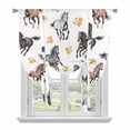thumbnail image 1 of Spring Flowers Balloon Curtains for Living Room/French Door, Black Brown White Horse Country Vintage Tie Up Curtains 63 Inch Length Energy Saving Kitchen Curtains Shades for Windows 42"x63", 1 of 8