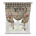 thumbnail image 1 of Spring Flowers Balloon Curtains for Windows, Bedroom Curtains 54 Inch Length, Farmhouse Vintage Black Plaid Wood Grain Tie Up Curtains Panels Thermal Insulated Bathroom Curtains Window 42"x54", 1 of 8