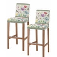 thumbnail image 1 of Spring Flowers Bar Stool Covers Set of 2, Retro Boho Botanical Florals Butterfly Stretch Washable Bar Chair Covers with Backs, Removable Pub Counter Height Chair Cover for Kitchen Dining Room Cafe, 1 of 7