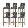 thumbnail image 1 of Spring Flowers Bar Stool Covers Set of 6, Boho Botanical Budding Garden Florals Stretch Washable Bar Chair Covers with Backs, Removable Pub Counter Height Chair Cover for Kitchen Dining Room Cafe, 1 of 7