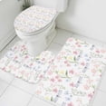 thumbnail image 1 of Spring Flowers Bathroom Rugs Set Watercolor Blue Dragonfly Pink Floral Leaf Non Slip Absorbent Soft Bath Mats 3 Piece Set with Bathroom Rug, U-Shaped Floor Mat, Toilet Seat Cover Small Size, 1 of 9